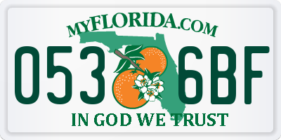 FL license plate 0536BF