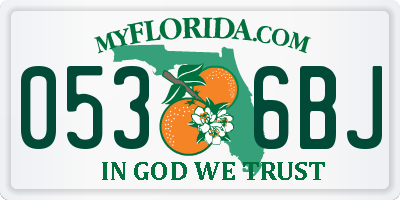 FL license plate 0536BJ