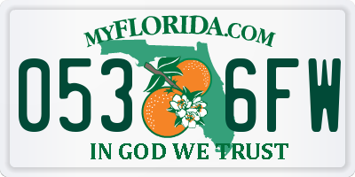 FL license plate 0536FW