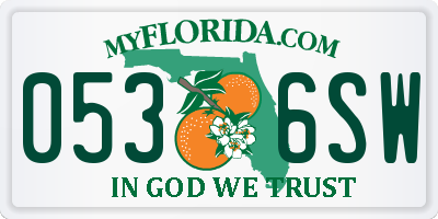 FL license plate 0536SW