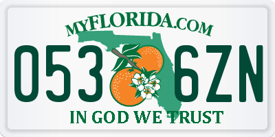 FL license plate 0536ZN