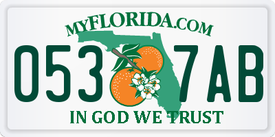 FL license plate 0537AB