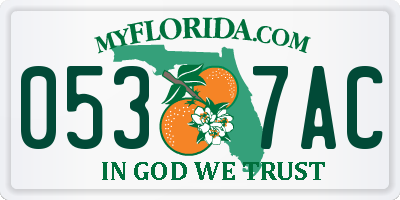 FL license plate 0537AC