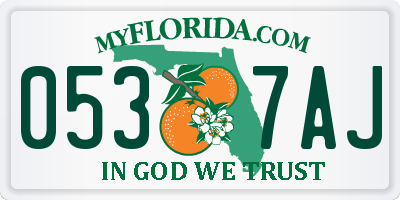 FL license plate 0537AJ