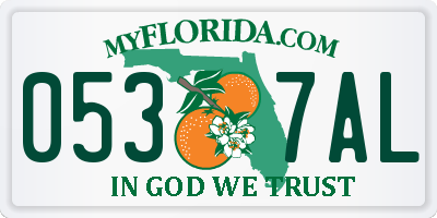 FL license plate 0537AL