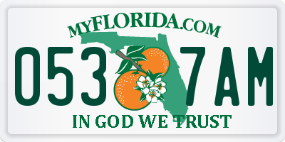 FL license plate 0537AM