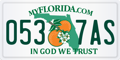 FL license plate 0537AS