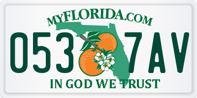 FL license plate 0537AV