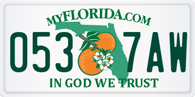 FL license plate 0537AW
