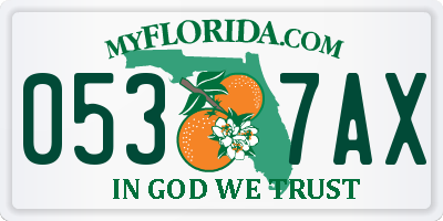 FL license plate 0537AX