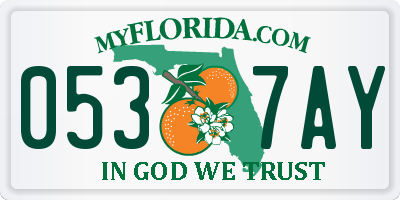 FL license plate 0537AY