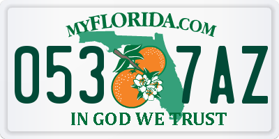 FL license plate 0537AZ