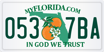 FL license plate 0537BA