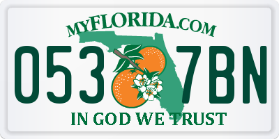 FL license plate 0537BN