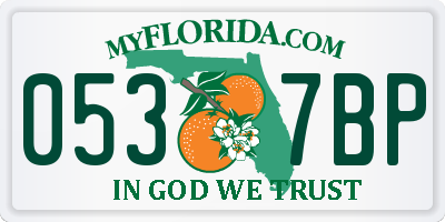 FL license plate 0537BP