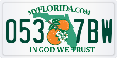 FL license plate 0537BW