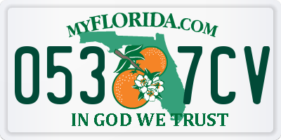 FL license plate 0537CV
