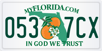 FL license plate 0537CX