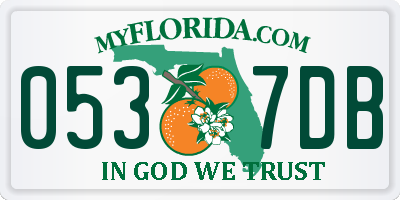 FL license plate 0537DB
