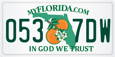 FL license plate 0537DW