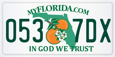 FL license plate 0537DX