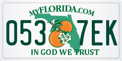 FL license plate 0537EK