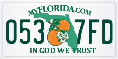 FL license plate 0537FD