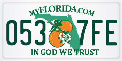 FL license plate 0537FE