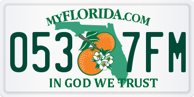 FL license plate 0537FM