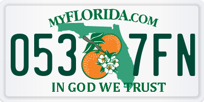 FL license plate 0537FN
