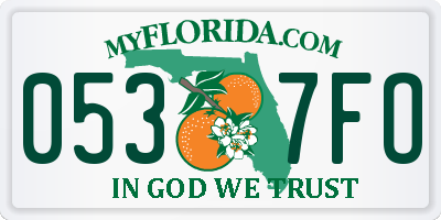 FL license plate 0537FO