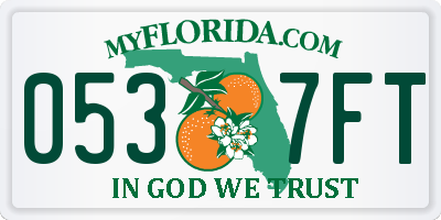 FL license plate 0537FT