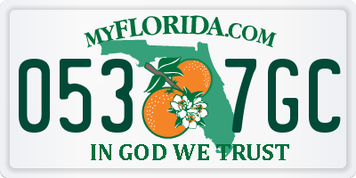 FL license plate 0537GC