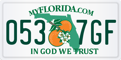 FL license plate 0537GF