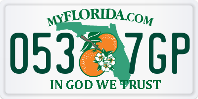 FL license plate 0537GP