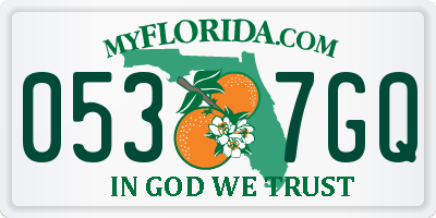 FL license plate 0537GQ