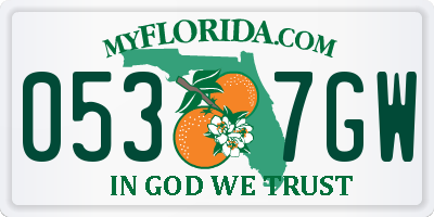FL license plate 0537GW