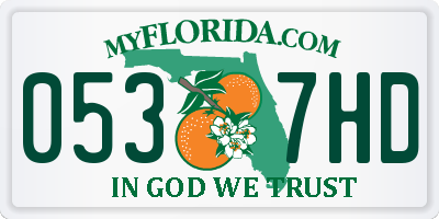 FL license plate 0537HD