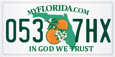 FL license plate 0537HX