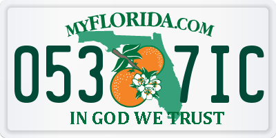 FL license plate 0537IC