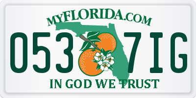 FL license plate 0537IG
