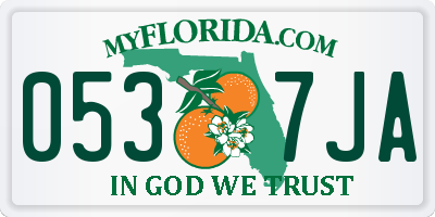 FL license plate 0537JA