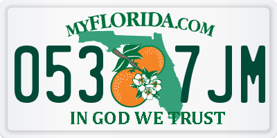 FL license plate 0537JM