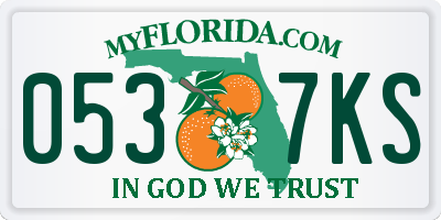 FL license plate 0537KS