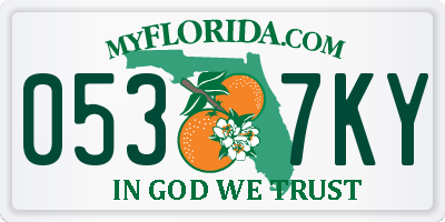 FL license plate 0537KY