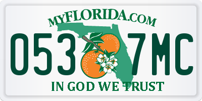 FL license plate 0537MC