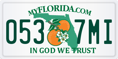 FL license plate 0537MI