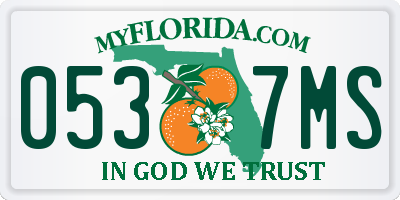 FL license plate 0537MS