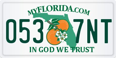 FL license plate 0537NT
