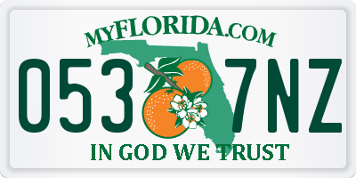FL license plate 0537NZ
